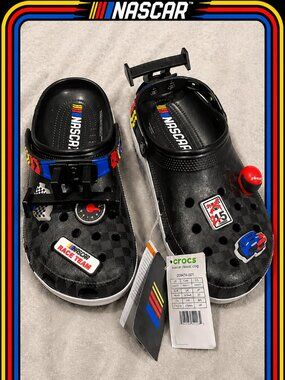 New crocs nascar clogs with light up jibbit